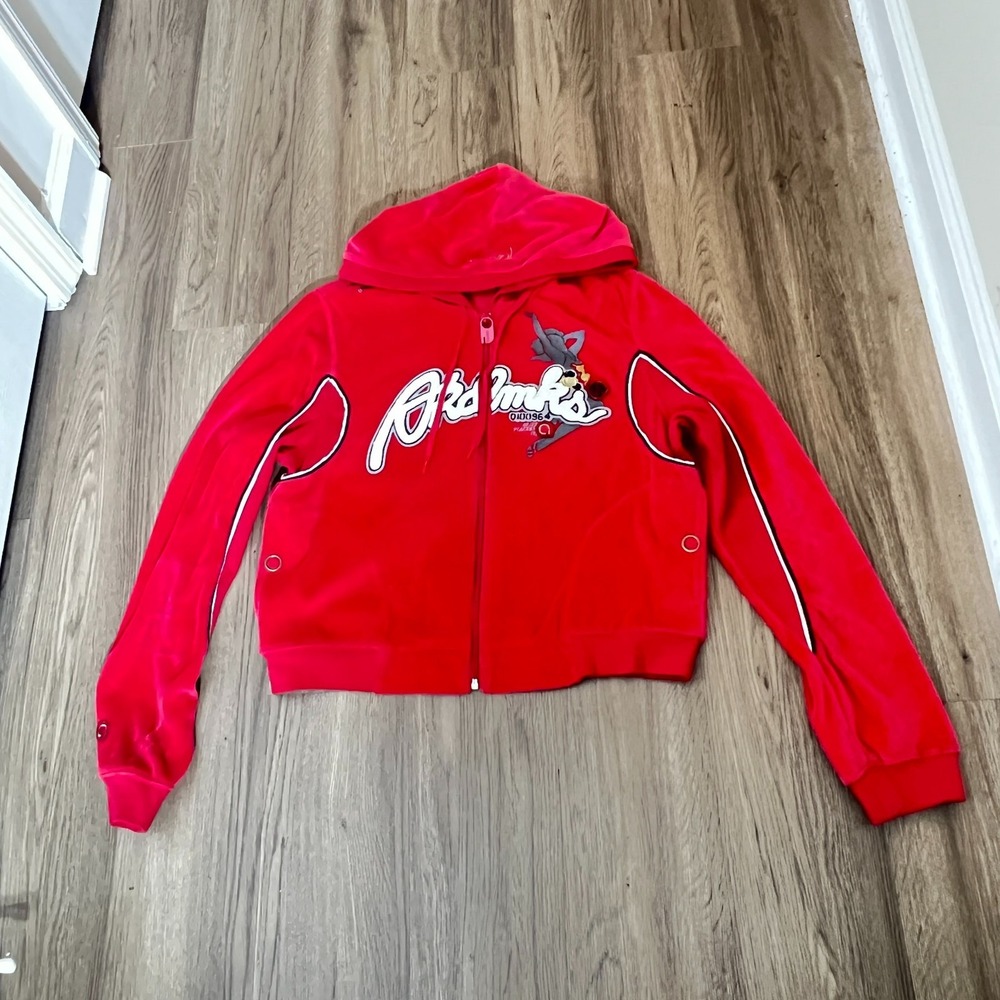 Akademiks Red Velour Full Zip Hoodie Tagged XXL Y2K Hip Hop Streetwear